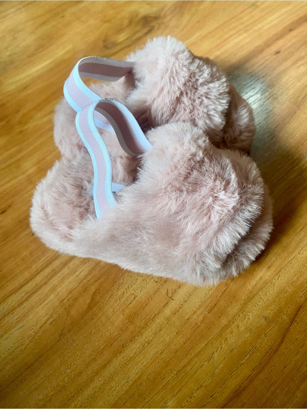 Kids Plush Slip-On Slippers with Elastic Back - Pink
